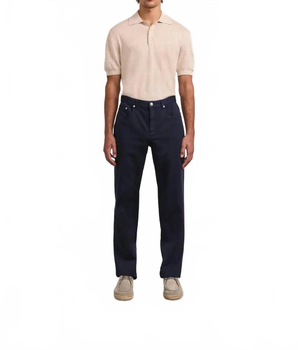 NEW FRESCOBAL CARIOCA men's columbo 5 pocket cotton twill trouser in navy